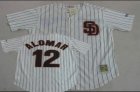 mlb San Diego Padres #12 Alomar Mitchell and Ness white strip