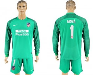 2017-18 Atletico Madrid 1 MOYA Green Long Sleeve Goalkeeper Soccer Jersey