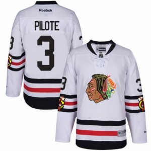 Mens Reebok Chicago Blackhawks #3 Pierre Pilote Authentic White 2017 Winter Classic NHL Jersey