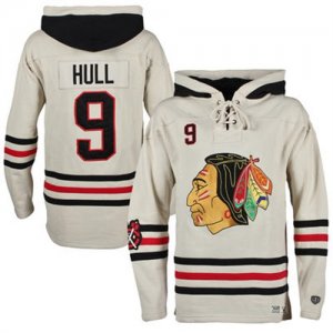 Blackhawks #9 Bobby Hull White All Stitched Hooded Sweatshirt