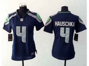 Women Nike Seattle Seahawks #4 Steven Hauschka Steel Blue Jerseys