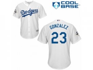 Youth Majestic Los Angeles Dodgers #23 Adrian Gonzalez Replica White Home 2017 World Series Bound Cool Base MLB Jersey