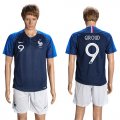 France 9 GIROUD Home 2018 FIFA World Cup Soccer Jersey