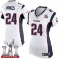Womens Nike New England Patriots #24 Cyrus Jones Elite White Super Bowl LI 51 NFL Jersey