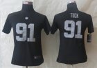 Women Nike Oakland Raiders 91 Tuck Black Limited Jerseys