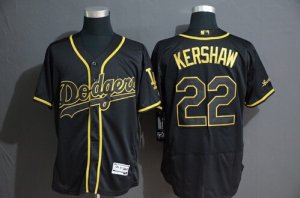 Dodgers #22 Clayton Kershaw Black Gold Flexbase Jersey