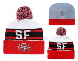 49ers Fresh Logo Red Pom Knit Hat YD