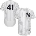 Men's Majestic New York Yankees #41 Randy Johnson White Navy Flexbase Authentic Collection MLB Jersey