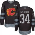 Mens Calgary Flames #34 Miikka Kiprusoff Black 1917-2017 100th Anniversary Stitched NHL Jersey