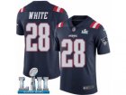 Youth Nike New England Patriots #28 James White Limited Navy Blue Rush Vapor Untouchable Super Bowl LII NFL Jersey
