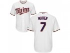 Youth Minnesota Twins #7 Joe Mauer White Cool Base Stitched MLB Jersey