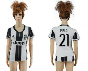 Womens Juventus #21 Pirlo Home Soccer Club Jersey