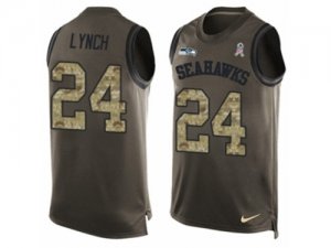 Mens Nike Seattle Seahawks #24 Marshawn Lynch Limited Green Salute to Service Tank Top NFL Jersey