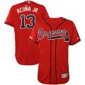 Braves #13 Ronald Acuna Jr Scarlet 150th Patch Flexbase Jersey