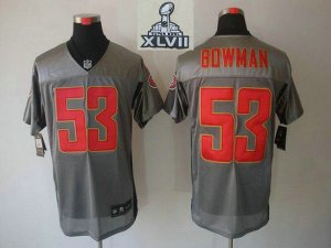 2013 Super Bowl XLVII NEW San Francisco 49ers 53 Navorro Bowman Grey Shadow Jerseys