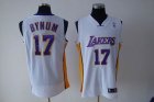 nba los angeles lakers #17 bynum regular white