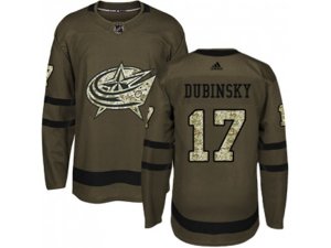 Youth Adidas Columbus Blue Jackets #17 Brandon Dubinsky Green Salute to Service Stitched NHL Jersey