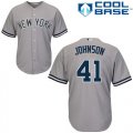 Men's Majestic New York Yankees #41 Randy Johnson Authentic Grey Road MLB Jersey