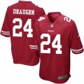 Mens Nike San Francisco 49ers #24 Shaun Draughn Game Red Team Color NFL Jersey