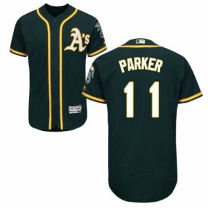 Men\'s Majestic Oakland Athletics #11 Jarrod Parker Green Flexbase Authentic Collection MLB Jersey