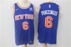 Knicks #6 Kristaps Porzingis Blue Nike Authentic Jersey