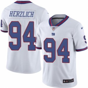 Mens Nike New York Giants #94 Mark Herzlich Elite White Rush NFL Jersey