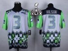 2015 Super Bowl XLIX Nike Seattle Seahawks #3 Russell Wilson green-grey Jerseys(Style Noble Fashion Elite)