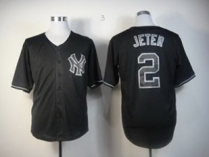 MLB New York Yankees #2 Jeter Black Jerseys(Fashion)