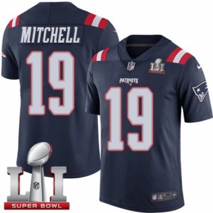 Youth Nike New England Patriots #19 Malcolm Mitchell Limited Navy Blue Rush Super Bowl LI 51 NFL Jersey