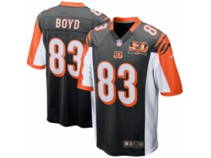 Youth Cincinnati Bengals #83 Tyler Boyd Nike Black 50th Anniversary Patch Game Jersey