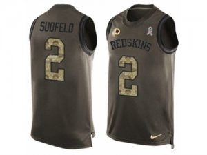 Mens Nike Washington Redskins #2 Nate Sudfeld Limited Green Salute to Service Tank Top NFL Jersey