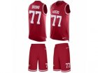 Mens Nike San Francisco 49ers #77 Trent Brown Limited Red Tank Top Suit NFL Jersey