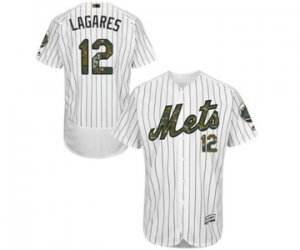 Men\'s Majestic New York Mets #12 Juan Lagares Authentic White 2016 Memorial Day Fashion Flex Base MLB Jersey