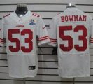 Nike 49ers #53 NaVorro Bowman White With Hall of Fame 50th Patch NFL Elite Jersey