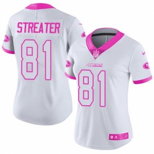 Womens Nike San Francisco 49ers #81 Rod Streater Limited White Pink Rush Fashion NFL Jersey