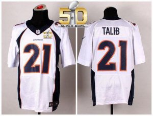 Nike Denver Broncos #21 Aqib Talib White Super Bowl 50 Men Stitched NFL New Elite Jersey