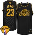 Men's Adidas Cleveland Cavaliers #23 LeBron James Swingman Black Precious Metals Fashion 2016 The Finals Patch NBA Jersey