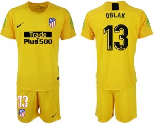 2018-19 Atletico Madrid 13 OBLAK Yellow Goalkeeper Soccer Jersey