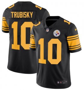 Nike Steelers #10 Mitchell Trubisky Black Color Rush Limited Jersey