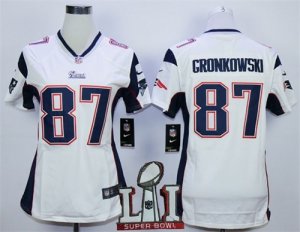 Nike Patriots #87 Rob Gronkowski White Women 2017 Super Bowl LI Game Jersey