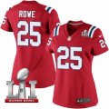 Womens Nike New England Patriots #25 Eric Rowe Elite Red Alternate Super Bowl LI 51 NFL Jersey
