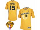Mens Adidas Golden State Warriors #15 Damian Jones Swingman Gold Alternate 2017 The Finals Patch NBA Jersey