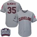 Youth Majestic Cleveland Indians #35 Abraham Almonte Authentic Grey Road 2016 World Series Bound Cool Base MLB Jersey