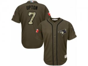 Mens Majestic Toronto Blue Jays #7 B.J. Upton Authentic Green Salute to Service MLB Jersey