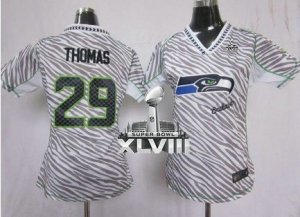 Nike Seattle Seahawks #29 Earl Thomas Zebra Super Bowl XLVIII Women NFL Elite Jersey