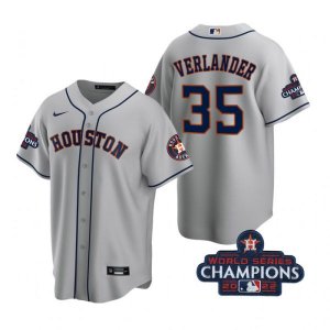 Astros #35 Justin Verlander Gray 2022 World Series Champions Cool Base Jersey