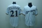 mlb milwaukee brewers #21 escobar white[40th patch]