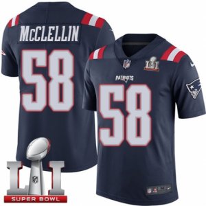 Mens Nike New England Patriots #58 Shea McClellin Limited Navy Blue Rush Super Bowl LI 51 NFL Jersey