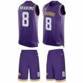 Mens Nike Minnesota Vikings #8 Sam Bradford Limited Purple Tank Top Suit NFL Jersey