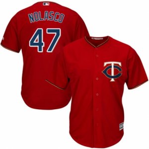 Men\'s Majestic Minnesota Twins #47 Ricky Nolasco Replica Scarlet Alternate Cool Base MLB Jersey